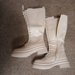 Women's off white Lace-Up Boots coast to coast